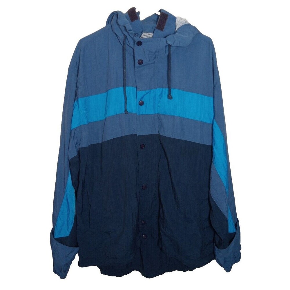 Rare Thomas Burberry Men's Active Vintage Hoodie Jacket Blue Font Zipper XL